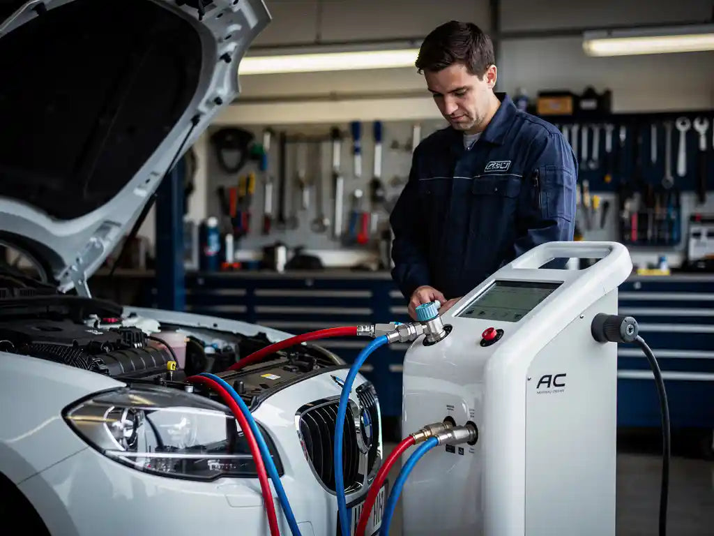 Täysautomaattinen ilmastoinnin huoltolaite korjaamoille