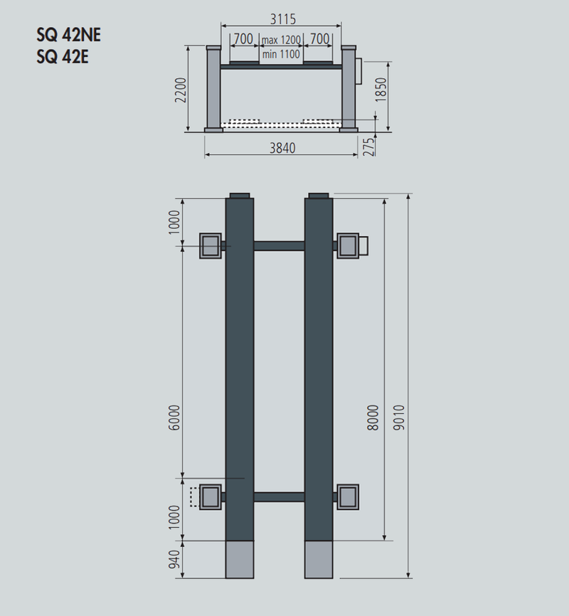 Raskaan kaluston 4-pilarinostin Space SQ 42NE